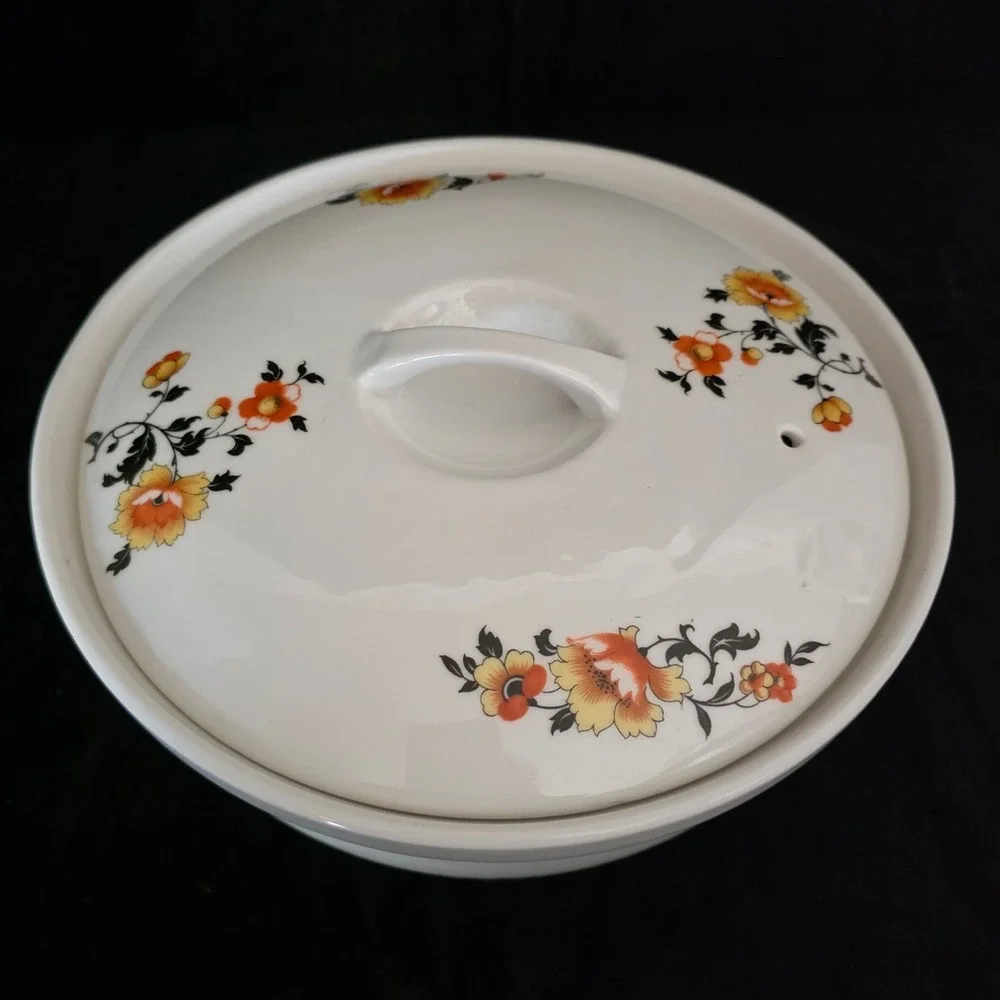 Royal Rochester Royalite Fraunfelter China Floral Casserole Dish with Lid